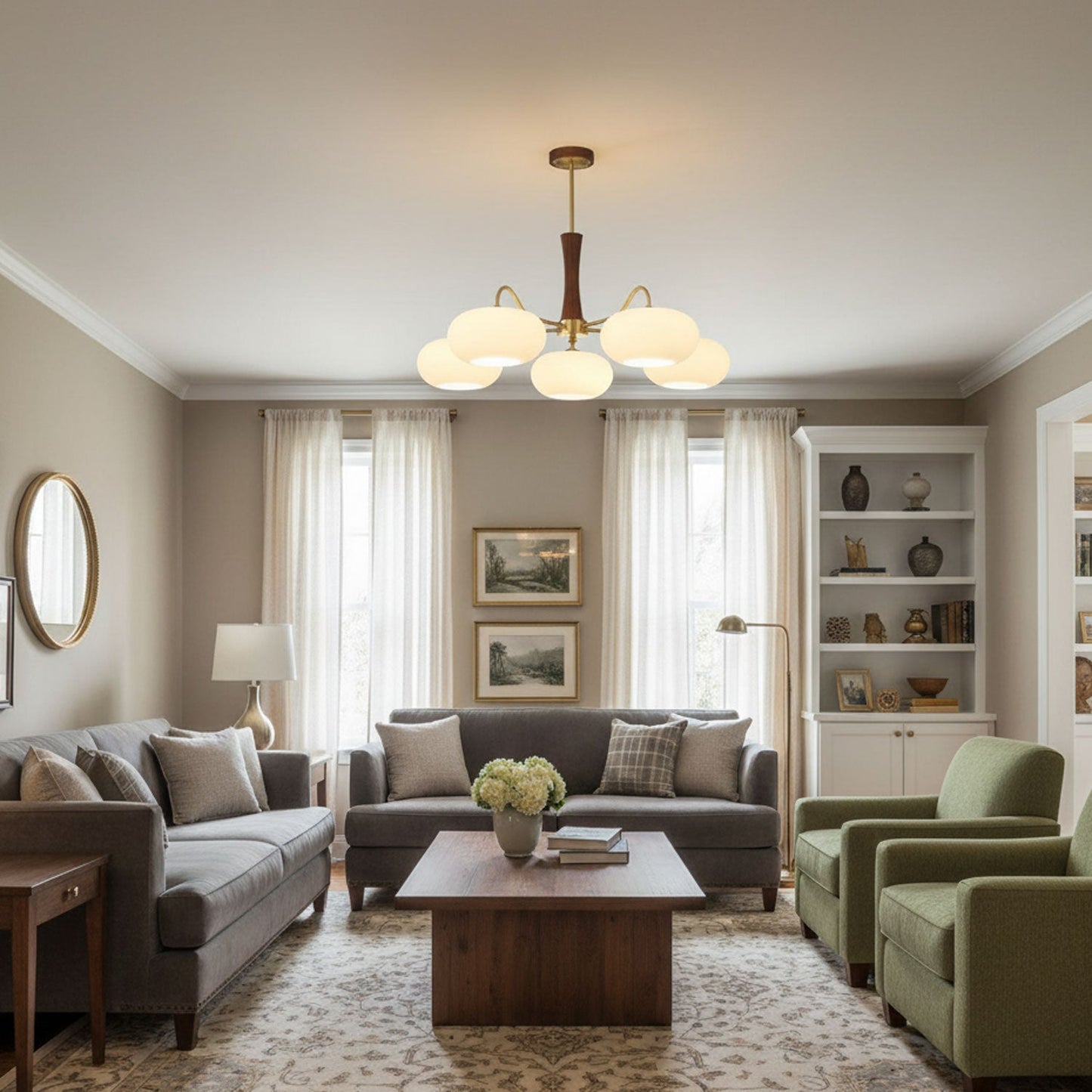 Messing Træ Persimmon Lysekrone